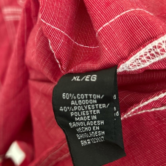 Drill Clothing Mens Red Roll Tab Sleeve Slim Fitting Button Up Shirt Size XL - Picture 6 of 9